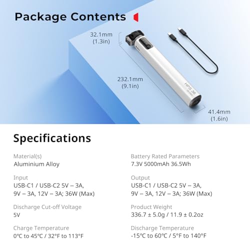 SMALLRIG HPS36 przenośny power stick, PD3.0 36 W szybkie ładowanie, 2 porty USB-C, wyświetlacz stanu baterii w czasie rzeczywistym, do kompaktowych aparatów bezlusterkowych, kamer sportowych -4552