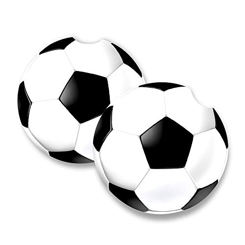 IT'S A SKIN - Soccer Ball Car Coasters for drinks - Set of 2 | Perfect Car Accessories with absorbent coasters. Car Coaster measures 2.56 inches with rubber backing.