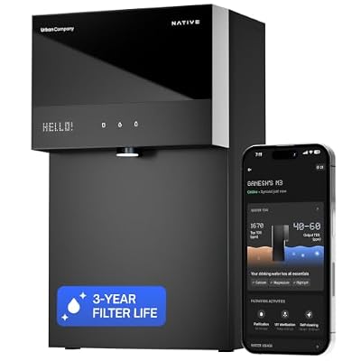 Native M3 Pro Water Purifier by Urban Company | Longest Filter Life, No Service for 3 Years, Unconditional Warranty | SS Tank | 10-Stage RO+UV+CU+Alk+100% Mineralization | Advanced Real-time Tracking