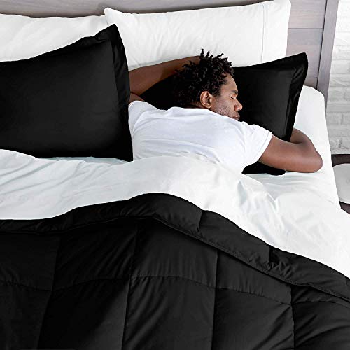 Glamour Bedding 800 Tc 100% Egyptian Cotton 300 Gsm Goose Down Alternative Microfiber 7 Pc Comforter Set (Comforter + Flat + Fitted 15'' + 4 Pillow Cases) Oversized King, Black #TOP6