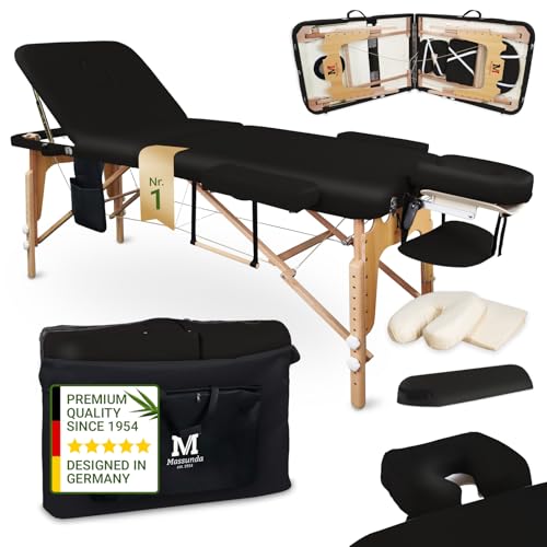 Massageliege Massagetisch Klappbar Höhenverstellbar Massageliege Mobil Massage Liege Mobile Alu Kosmetikliege mit Kopfschütze, Armlehnen & Tasche, 185 x 60 cm 6 MASSUNDA All Inkl Massage-Liege klappbar und höhenverstellbar – mobiler Massagetisch aus Vollholz inkl. Frotteebezug, Arm- und Rückenlehne, Nackenkissen, ergonomische Kopfstütze (schwarz)