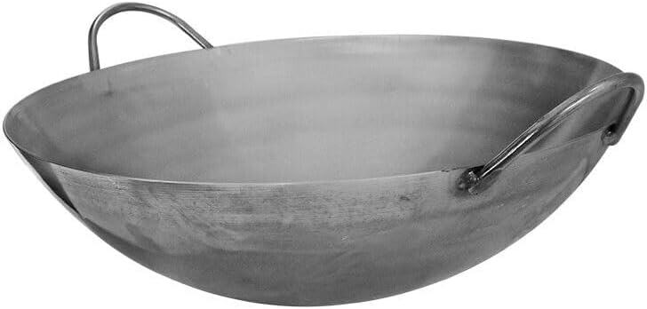For 14 Carbon Steel Cantonese Style Wok Pan Gourmet Chef Frying Pan, Double Handle