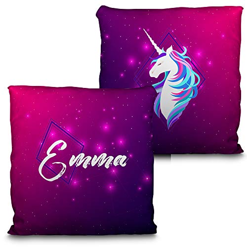 LolaPix Cojin Unicornio Personalizado con Foto. Regalos Personalizados con Foto. Impresión Total por Las 2 Caras hasta la Costura. Relleno Incluido. Varios Tamaños. Unicornio