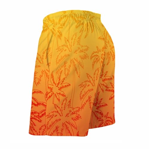 Yellow Orange Gradient Coconut Tree Men's Swim Trunks Vacation Board Shorts Shorts Swimwear Bathing Suits with Pockets2