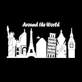 Calcomanías de letras Agencia de viajes de turismo de atracciones del mundo 54x103.6cm Incluye kit de película de transferencia Blanco