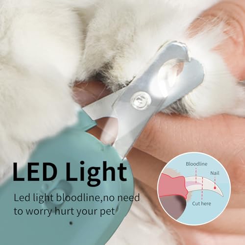 image for PAKEWAY Pet Nail Clipper with LED & -U-V Light, Cat Claw Trimmer with 