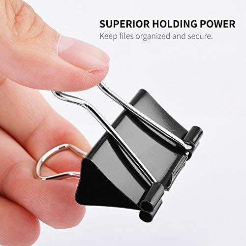 MROCO Binder Clips, Medium 1-1/4 inch Width, 3/5 inch Paper Holding Capacity, Paper Clamps Binder Clamps for Office, Home, Schools, Kitchen Home Usage, 24 Pcs (Black)