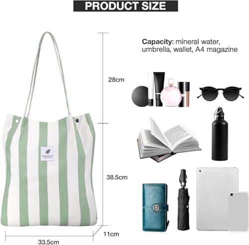 Image of Kawn Corduroy Tote Bag Aesthetic Cute Canvas Tote Bags for Women Washable Shoulder Bag with Inner Pocket for Go-to Everyday Bag for Work Beach Travel and Shopping Grocery