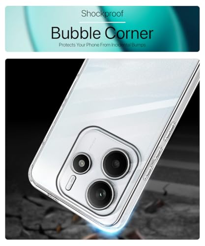 Image of WOW IMAGINE Transparent Back Cover Case for Redmi Note 14 SE 5G | Redmi Note 14 5G | Raised Bumps for Full Device & Camera Protection Shockproof TPU Silicone Mobile Case - Transparent