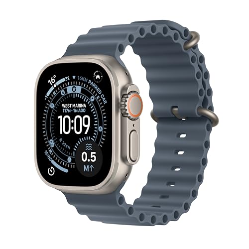 Apple Watch Ultra 3 GPS + Cellular 49mm Natural Titanium Case with Anchor Blue Ocean Band view 1