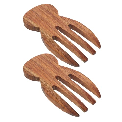 OSOLADY 2Pcs Acacia Wood Salad Servers Set with Mixing Spoon and Fork for Buffet Serving, Wooden Salad Hands for Tossing and Cooking, Natural Kitchen Utensils for Dining and Fruit Picking
