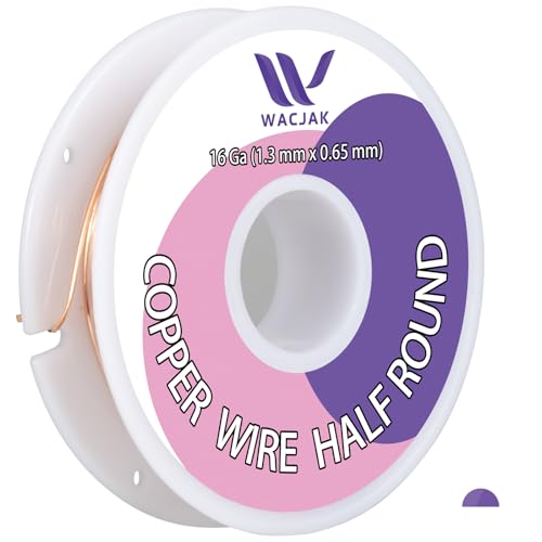 Wacjck 16 Gauge Half Round Copper Wire, 99.9% Pure Copper, Half Round Soft Copper Wire for Jewelry Making,1.3 oz 18 Ft