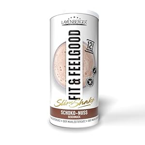 Layenberger Fit+Feelgood Slim Shake Powder, Mahlzeitersatz für 12 Portionen mit je 213 kcal (1x 396 g) - Schoko-Nuss
