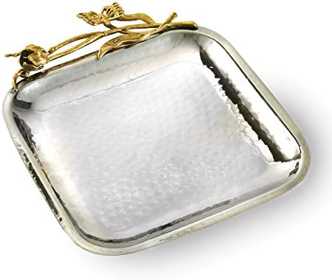 "Elegance Butterfly Square Tray, 8.5"", Silver/Gold" (70067) image 2