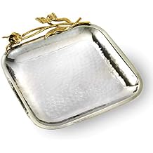 Elegance Butterfly Square Tray, 8.5, Silver/Gold 70067