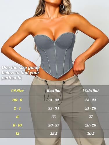 Image of ChiaoLezhee Heart Corset Top For Women, Sexy Concert Outfits Going Out, Strapless Crop Top, Overbust Bustier