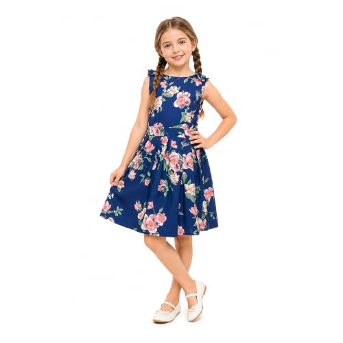 Image of Miss Lavish London Kid Dress for Girls, Shoulder Bow Printed Party Dress, Summer Dress for Girls, Kids Printed Dress for Birthday, Vacation, Wedding & Festival Girls Dresses