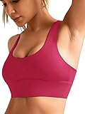 ハイインパクト スポーツブラ（背中フック調整可能） 高サポート 伸縮性 女性用 トレーニング ヨガ ランニング ジム 運動下着（S-XXXLサイズ） (JP, アルファベット, S, 赤)