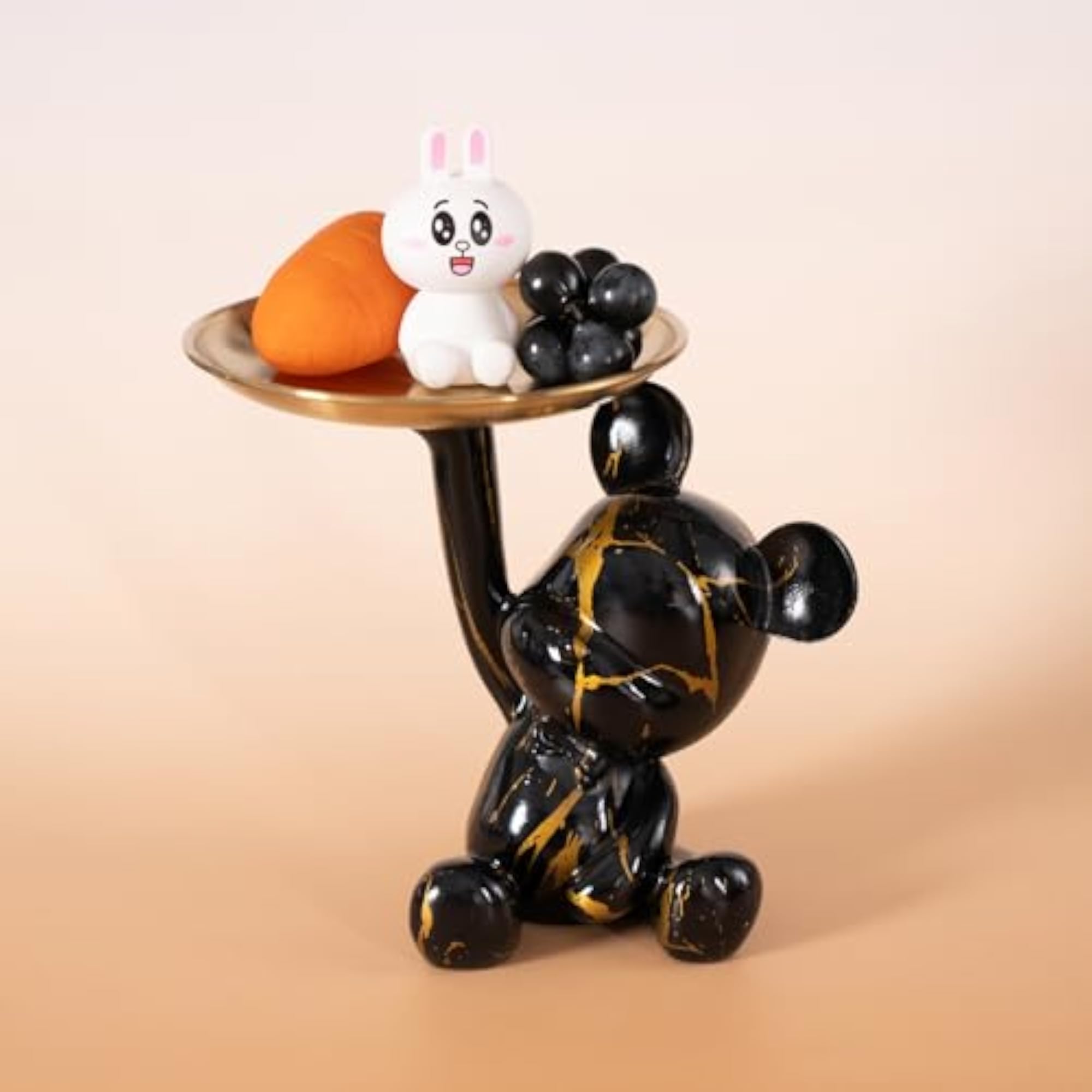 Animal Bear Statue Key Holder Storage Tray Decor