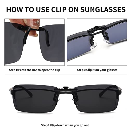 Rimless Rectangle Clip on Sunglasses Lightweight Polarized Eyeglasses Men Women3