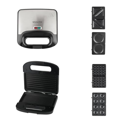 El Mejor Listado de Paninera para comprar online. 42 Sandwichera Electrica 5 en 1 Antiadherente con 5 Moldes de Cerámica Desmontables para Sandwich, Waffles, Paninis y Más, con Patas Antiderrapantes y Asa Termoaisladora.