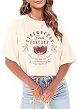 Women's Summer Cropped T Shirts Funny Rock and Roll Country Music Graphic Print tees Short Sleeve Casual Crop Tops(MS-1,XL)