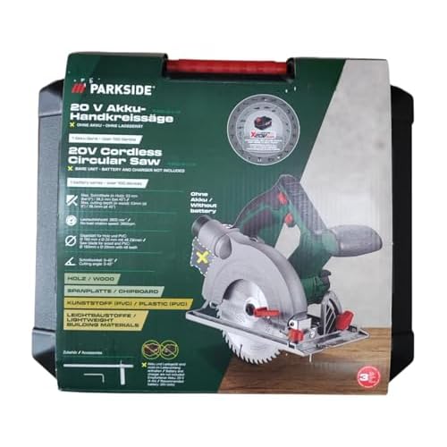 PARKSIDE® Akku- Handkreissäge PHKSA 20-Li A2 X20V TEAM (inkl. 2 Ah Akku und Schnellladegerät, im Transportkoffer)