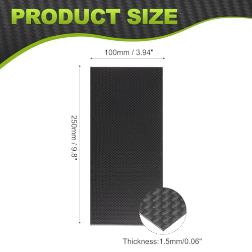 QUARKZMAN 3K Kohlefaser Platte Paneele Blätter 100 x 250 x 1.5mm Kohlefaser Brett Platte Hochglanz Laminat Plain Weave Paneel Blätter Flexibel Für RC Flugzeug Modellauto Autoteile