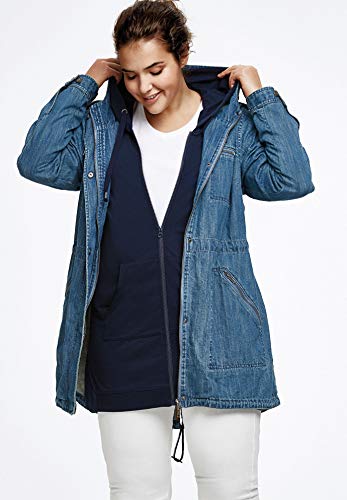 ellos Plus Size Hooded Anorak Denim Jacket4