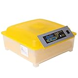 Iglobalbuy Couveuse Automatique 48 œufs, Incubateur de Petite Dimension avec L’affichage Digital pour L’éclosion des œufs des Poulets Canards Volailles Cailles Pigeons Oiseaux (Jaunet)