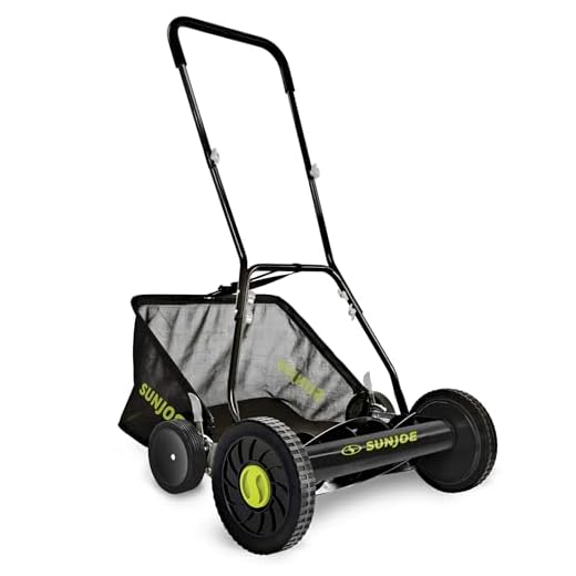 Sun Joe FBA MJ502M 20-Inch Manual Reel Mower w/ 8.5-Gallon Grass Catcher, 9-Position Height Adjustment, Foam Grip, Compact Design, Green
