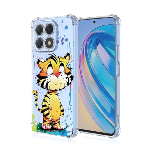 WOKEZ Transparent Telefonfodral med Tiger för Honor X8a