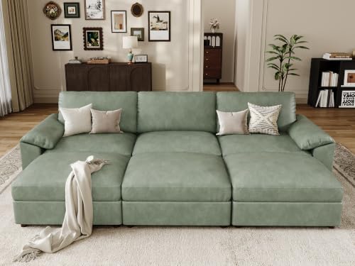 Image of EASE MOOSE Modular Sectional Sofa Bed, Sectional Couch Sleeper, Green