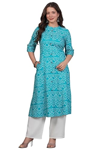 Image of rytras Women Woman Pure Cotton Printed A-Line Kurta Sets with Palazzos|Kurti Set for Woman|Cord Set for Women Cotton