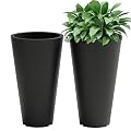 Verel Set of 2 Tall Outdoor Planters - 24 Inch Large Outdoor Planters with Small Planting Pots – Indoor and Outdoor Flower Pots for Front Door, Patio and Deck…