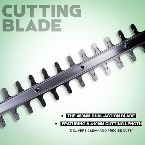 Image of OMADA Corded 520W Hedge Trimmer, 45cm Blade Length, 5 Metre Cord Length, 3 Kg, Cutting Diameter 16mm,2-Handed Safe-Start Switch, Cutting Length 410mm with No Load Speed 1700 RPM TOP Customer Service