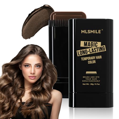 MLSMILE Hair Color Comb,Safe Convenient Waterproof and Sweat-Proof Comb Hair Dye Cream,Brown Portable Hair Colouring,2-in-1 Color Correction Stick with Comb to Cover Gray and White Hair
