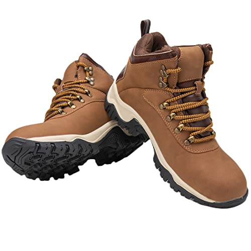 Xztygy Mens Waterproof Work Hiking Boots, Black Slip Resistant Snow Boots Men Hiking Shoes M522-Wdm03-Brown-9 #TOP5