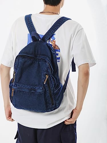 Image of MaxxCloud Vintage Denim Laptop Backpack Casual Canvas Daypack Handbag Purse Lightweight Rucksack Shoulder Bag