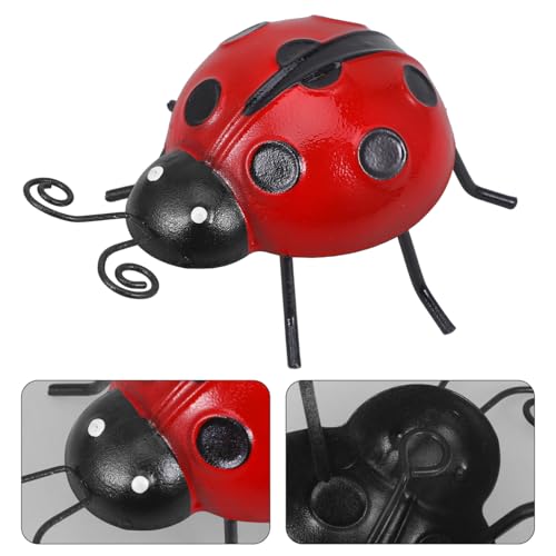 Image of balacoo Metal Ladybug Wall Art Hanging Pendant with Hook 4.72X4.13X1.96In Simulated Ladybug Figurine for Garden Lawn Patio Outdoor Decor