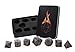 Forged Dice Co. Metal Polyhedral Dice (Set of 7 Polyhedral w/Tin, Iron w/Red Numbers Set of 7 Polyhedral w/Tin)