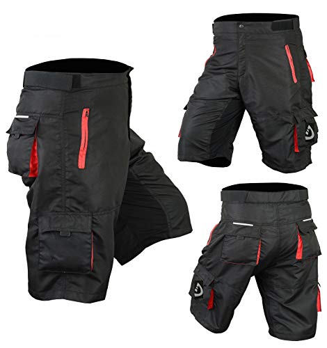 Shorts MTB para hombre estilo baggy ciclismo negro rojo XXL miniatura 1