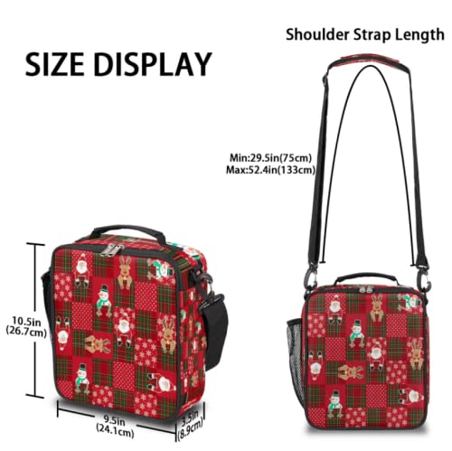 Kids Lunch Box For Boys Girls Christmas Lunch Bags Animal Red Plaid Santa Kids Lunch Bag Insulated Meal Tote With Adjustable Shoulder Strap For School Work #TOP2