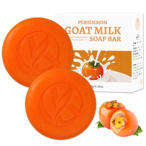 Persimmon Soap Lot de 2 savons solides naturels désodorisants et hydratants, savon naturel pour un nettoyage doux et intime de tout le corps, contrôle exfoliant des odeurs corporelles
