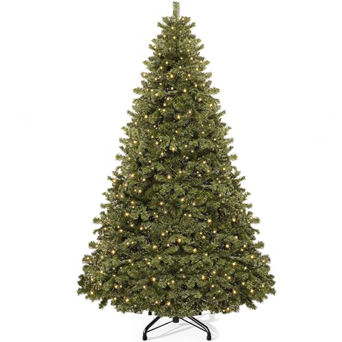 YITAHOME Árbol de Navidad Artificial de 182 cm con 250 Luces LED, Aprox. 880 Puntas, Abeto Realista con Sistema de Plegado y Soporte Metálico, Montaje Rápido para Hogar y Tiendas, 182 x Φ110 cm