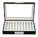 TIMELYBUYS 10 Piece Black Ebony Wood Pen Display Case Storage and Fountain Pen Collector Large Organizer Box with Glass Window Display Case