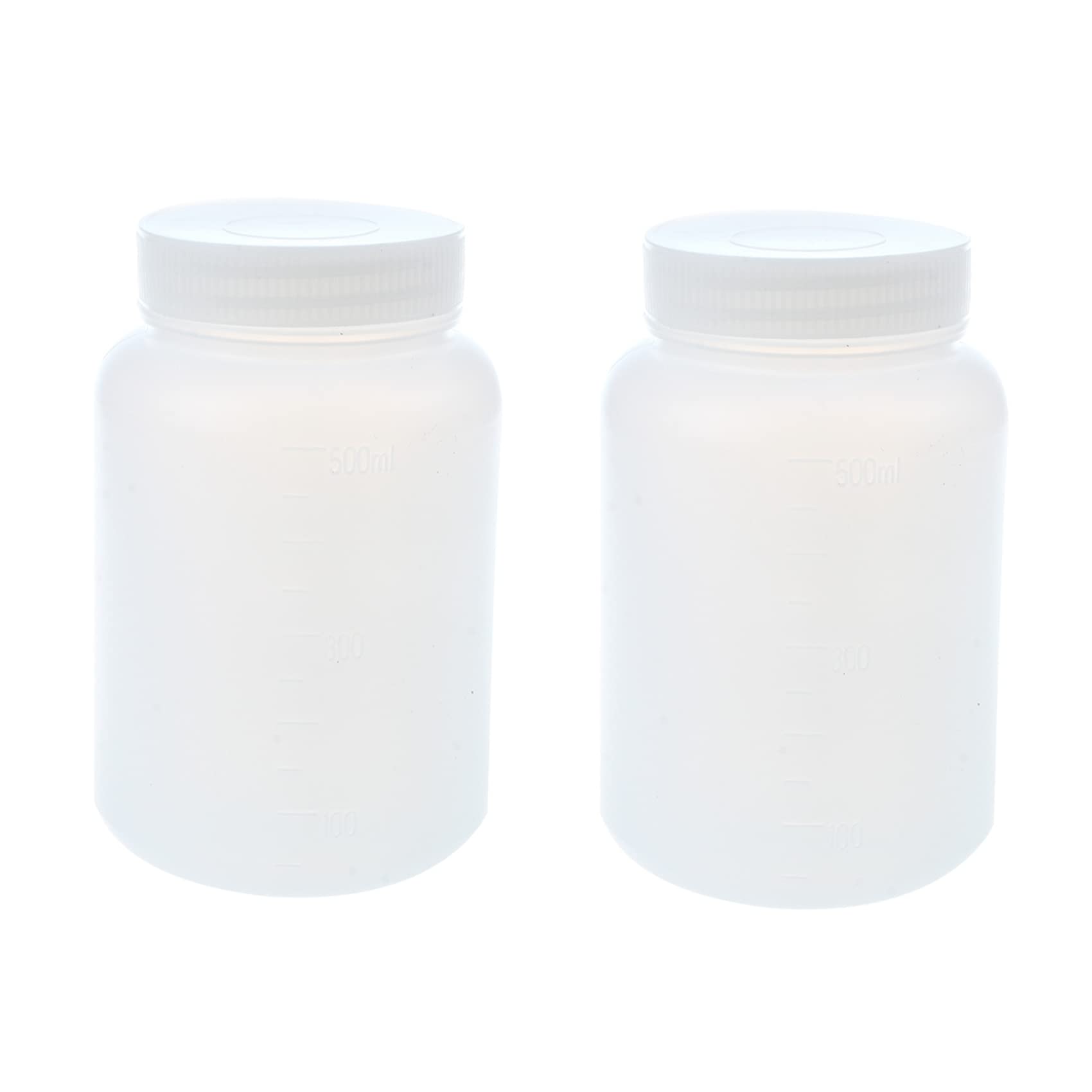 Jnchdghwa 2X Laboratory Chemical Storage Case White Plastic Widemouth Bottle 500ML