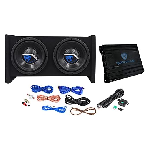 Rockville RV8.2A 800 Watt Dual 8" Car Subwoofer Enclosure+Mono Amplifier+Amp Kit black