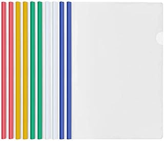 10 Pcs Clear A4 Slide Binder Folders, Plastic Report Covers File Folder with Sliding Bar, Project Presentation Covers, Sliding Bar Binder for Home School Office Documents Classification (5 Colors)