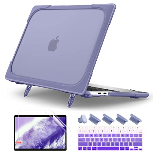 Batianda Heavy Duty Case for MacBook Air 13 inch 2020 A2179 A1932 A2337 M1 Chip with Touch ID, Ergonomic Foldable Kickstand (Holds 22lbs) Matte Translucent Protective Cover Keyboard skin,Lavender Gray by Batianda - Used condition - US$20.88
